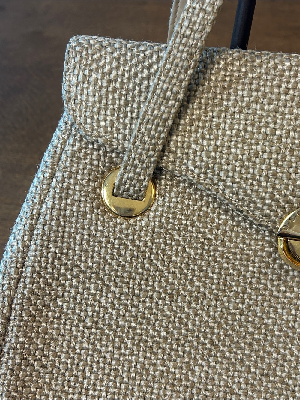 Vintage 50-60s Tweed Purse Gold Double Handle HTF Upholstery Like Handbag MCM - Picture 5 of 16